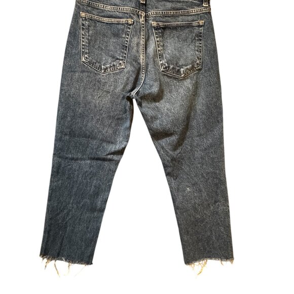 Topshop Dark Wash Straight Leg Cropped Jeans – Raw Hem – Women’s 30 - Picture 4 of 5